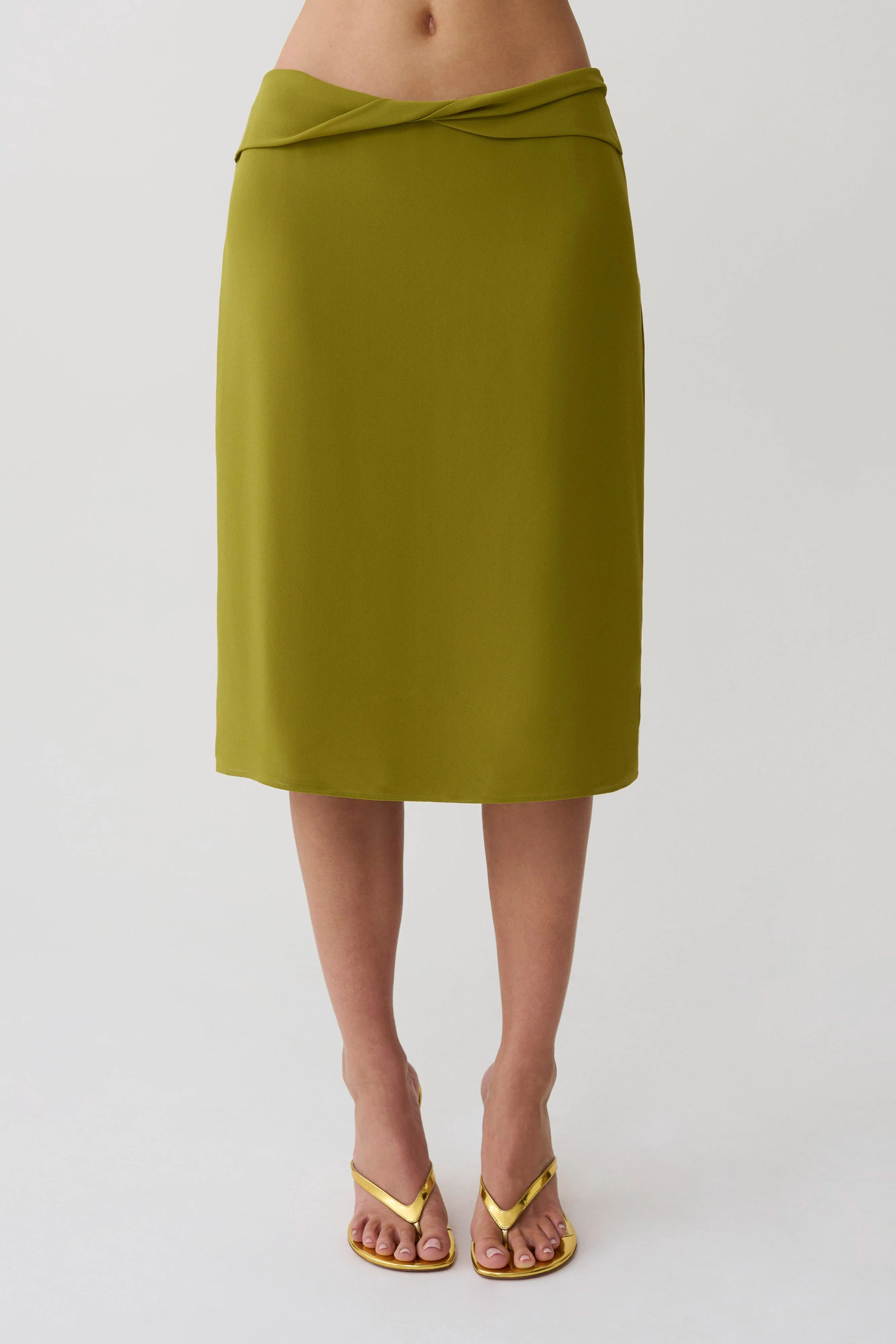 Amelia Chiffon Midi Skirt - Green | MESHKI US