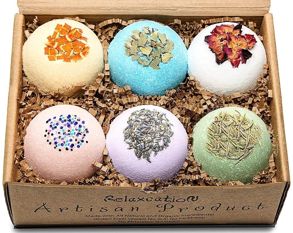 Handmade Organic Bath Bombs Gift Set For Women All Natural with Epsom Salt Relaxation Dead Sea Sa... | Amazon (US)