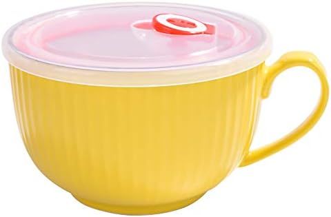 Microwavable Ceramic Noodle Bowl with Handle and Seal Fine Porcelain, Bowl with Relief, Ceramic S... | Amazon (US)