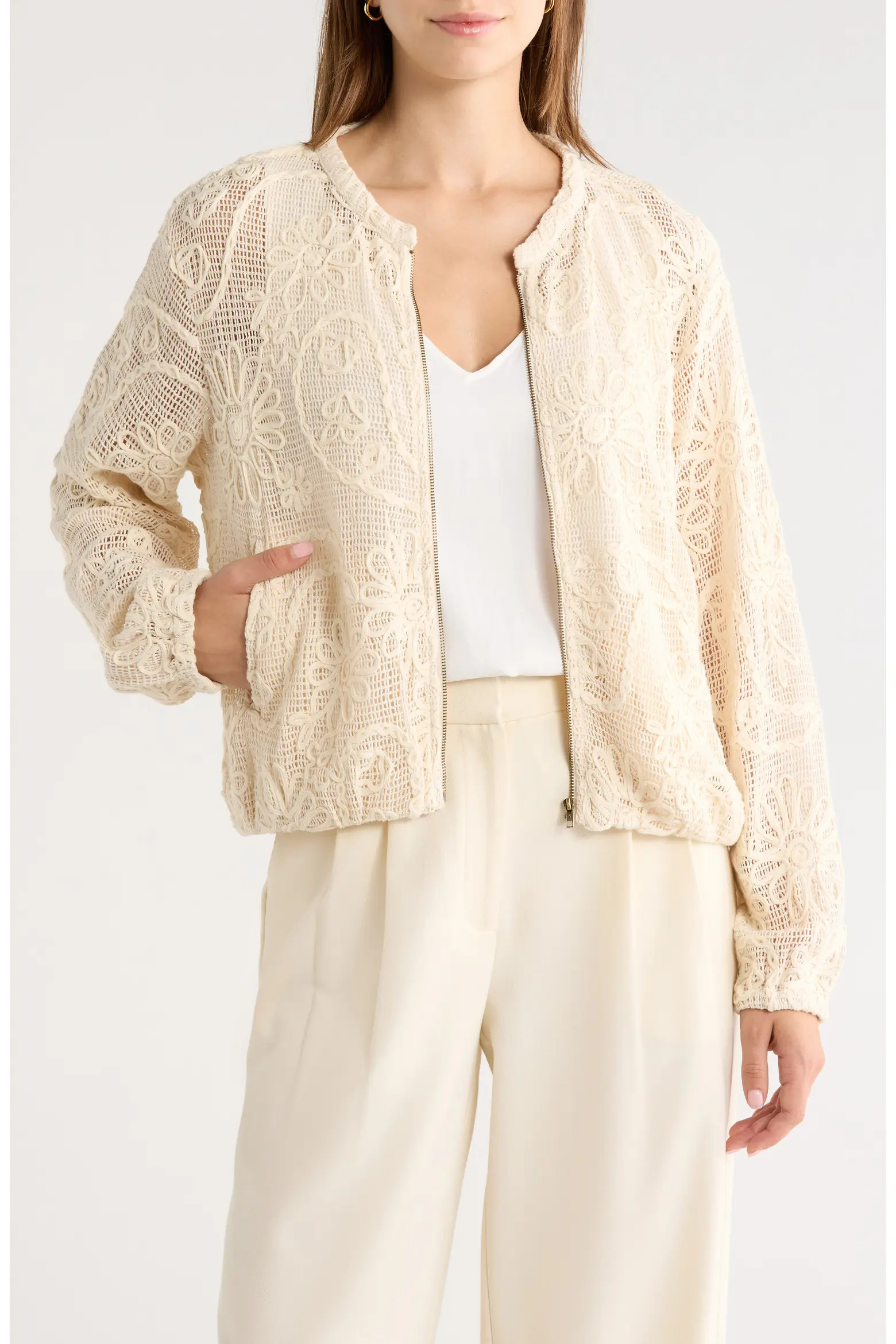 Aeva Embroidered Floral Lace Jacket (Women) | Nordstrom | Nordstrom