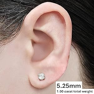 14k Gold Post & Sterling Silver 4 Prong Pure Brilliance CZ Stud Earrings CZ 1.0 to 8.0ctw | Amazon (CA)