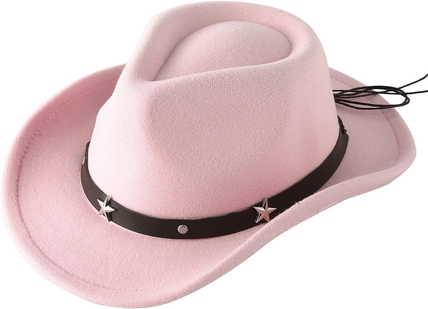 Lanzom Kids Girls Boys Cowboy Cowgirl Hat with Buckle Belt Toddlers Felt Western Hat | Amazon (US)