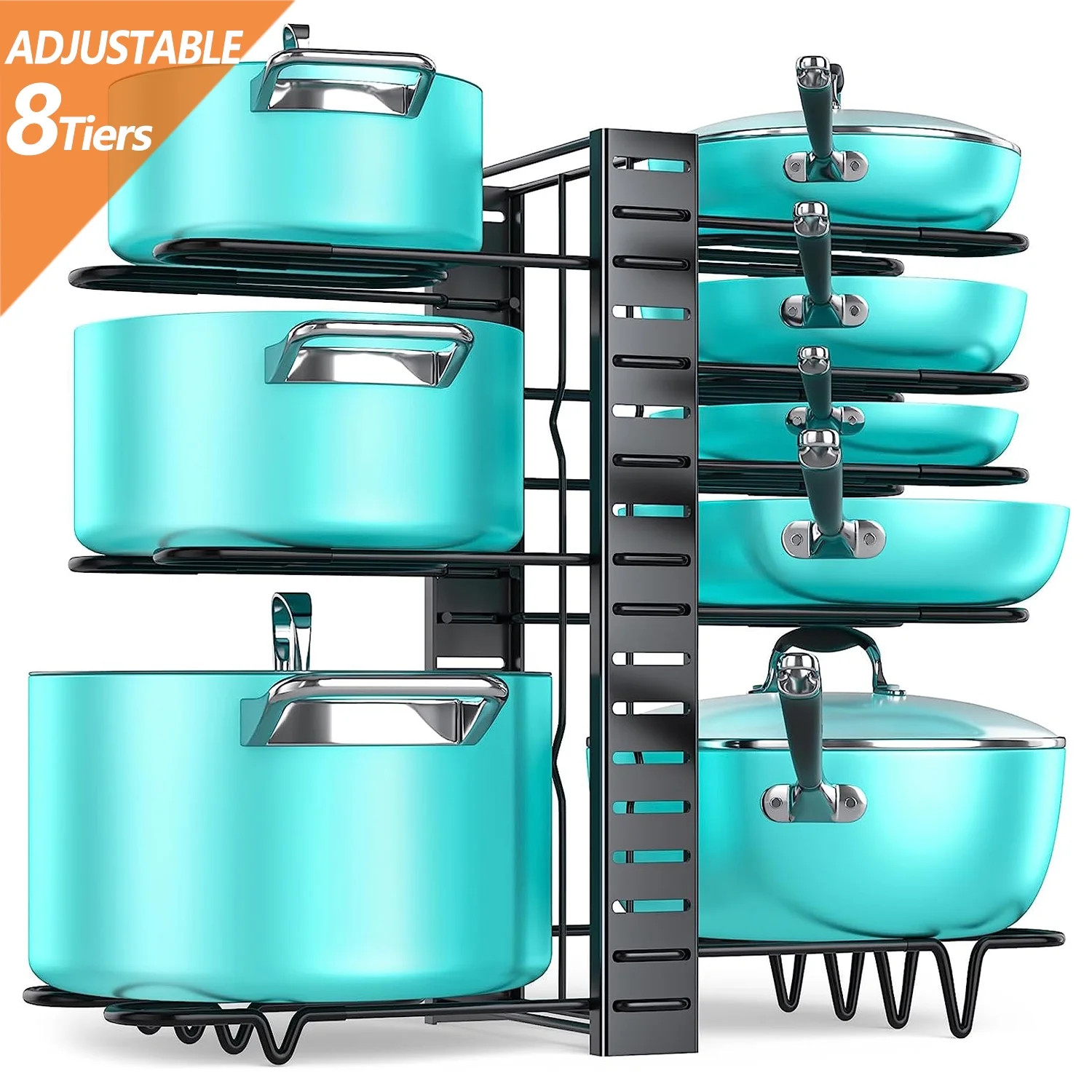 PHANCIR Pots and Pans Organizer Rack, 3 DIY Methods Adjustable 8-Tier Pot and Pan Rack, Metal Hea... | Walmart (US)