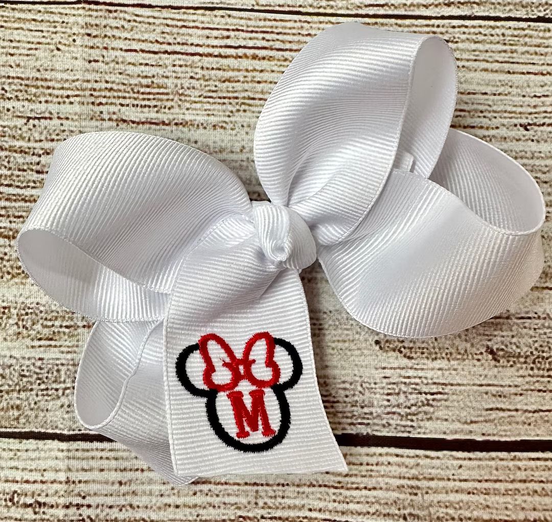 You Choose Colors Medium or Large Monogrammed Mrs. Mouse Character Hair Bowpersonalized Monogram ... | Etsy (US)