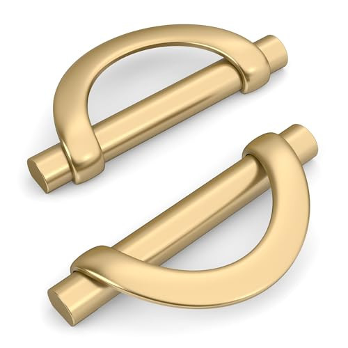 Amerdeco 10 Pack Gold Champagne Bronze Cabinet Pulls, 1.26 Inch(32MM) Hole Centers, Classic Style, Ambidextrous, Satin Finish, Brass Exterior, Screws Attachment | Amazon (US)