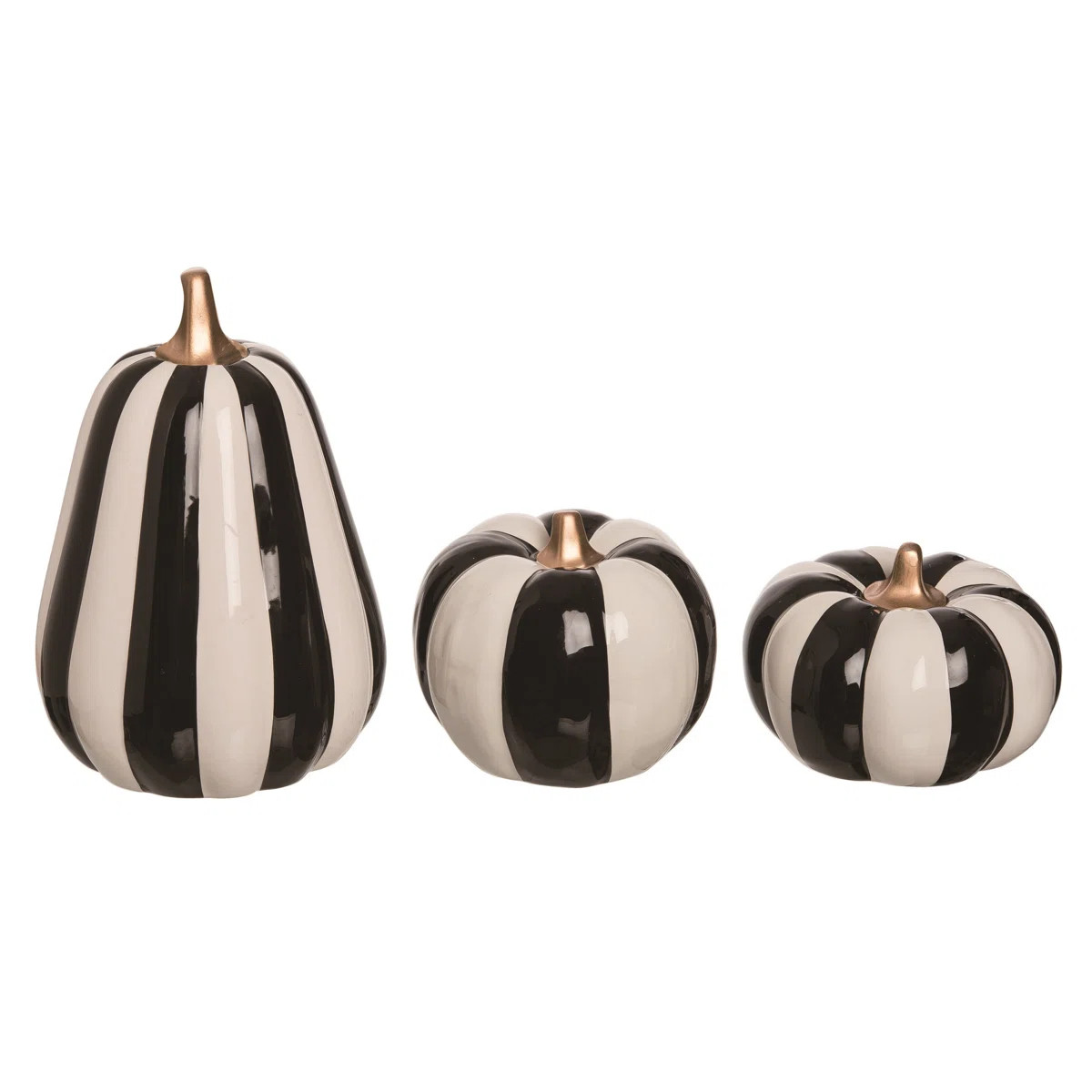 The Holiday Aisle® Ceramic 10.25 in. Multicolor Halloween Striped Pumpkins Set of 3 | Wayfair | Wayfair North America