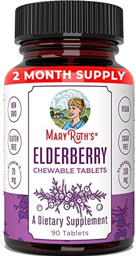 Elderberry + Vitamin C Chewable Tablets by MaryRuth's | Up to 3 Month Supply | Black Elderberry f... | Amazon (US)