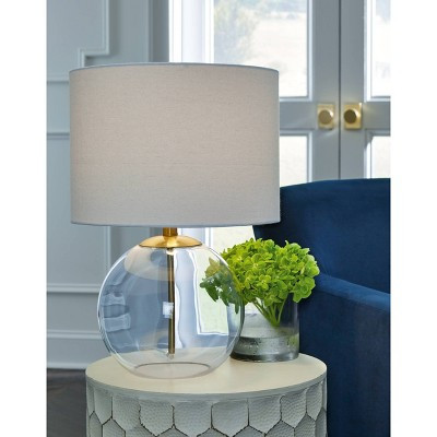 Signature Design by Ashley Samder Table Lamp Clear/Brass: Elegant Lighting for Nightstands, 3-Way Switch | Target