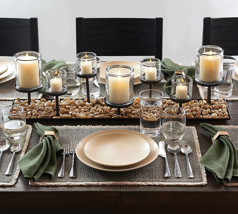 Draper Bronze Candle Holder Centerpiece | Pottery Barn (US)