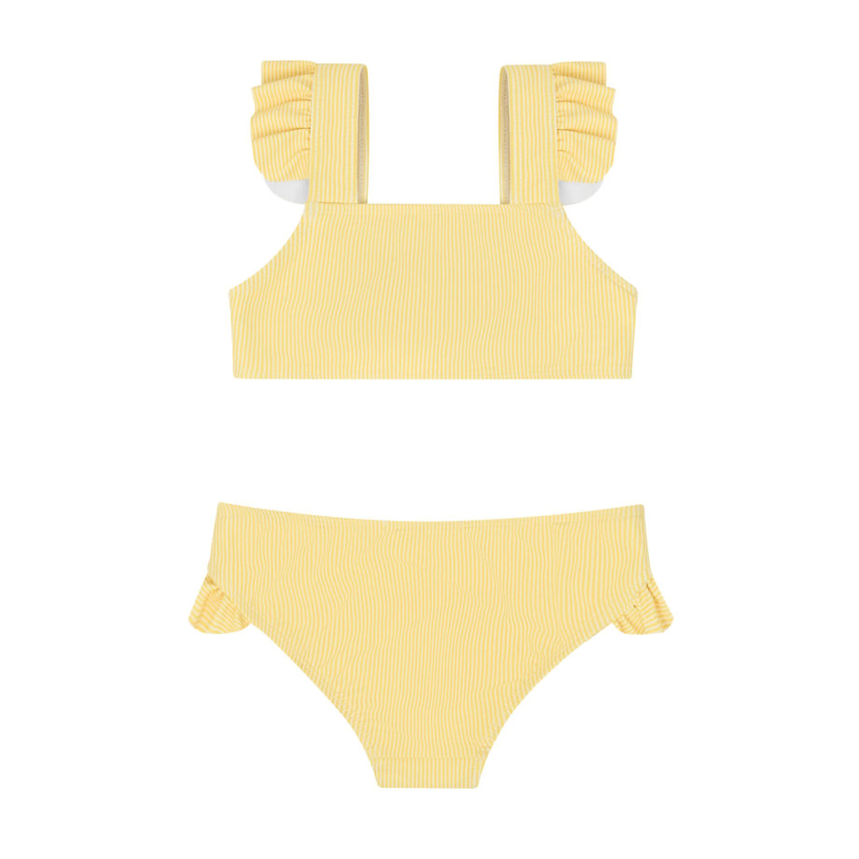 girls buttercream stripe ruffle tie back bikini | Minnow