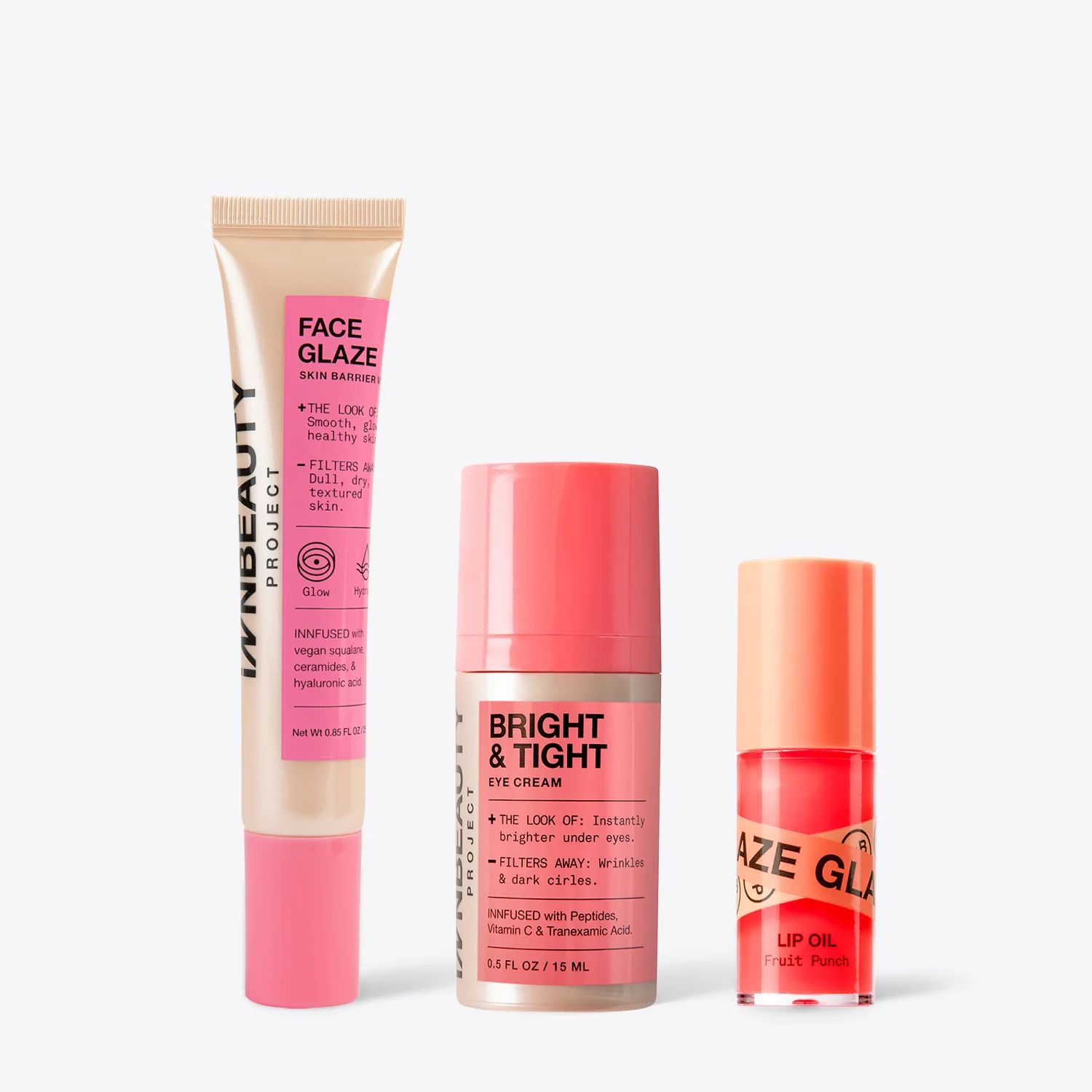 Sunkissed Set | Bright & Tight, Face Glaze, & Fruit Punch Lip Oil | InnBeauty Project