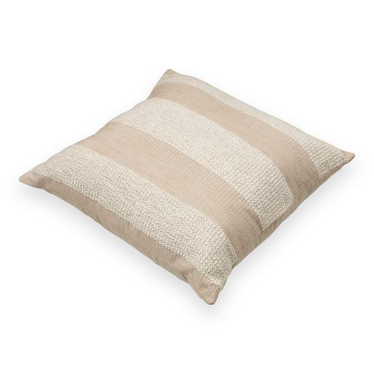 Better Homes & Gardens Chunky Tonal Stripe Pillow, 20" x 20", Square, Ivory, 1 per Pack - Walmart... | Walmart (US)