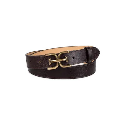 Sam Edelman Logo Buckle Leather Belt in Saddle at Nordstrom, Size Small | Nordstrom