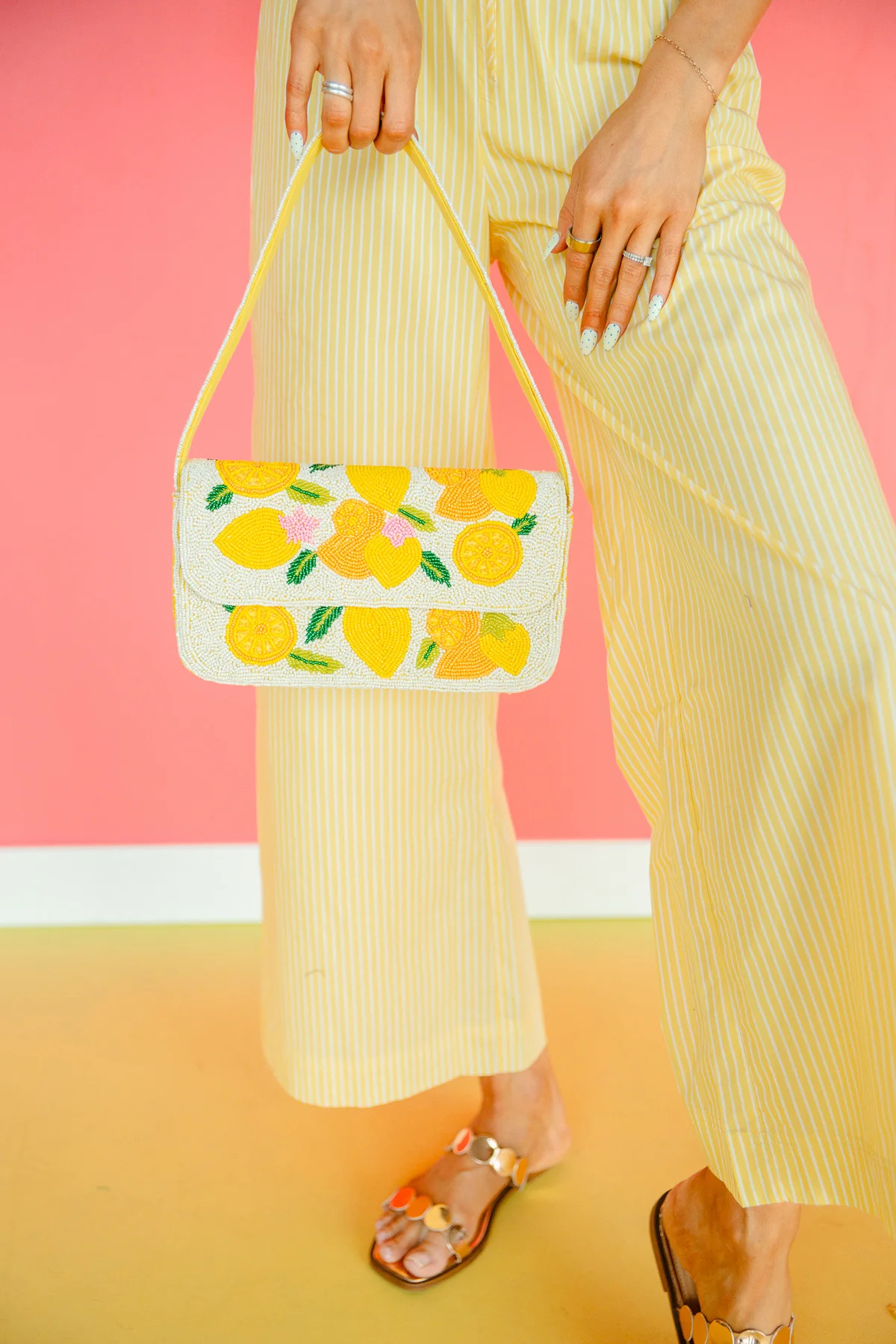 Tangy Twist Beaded Shoulder Bag - Ivory | MyEllement Boutique