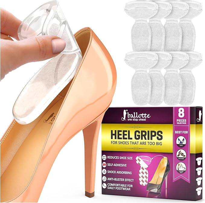 8 Extra Soft Heel Grips for Womens Shoes [Heel Blister Prevention] Gel Heel Cushion Inserts for W... | Amazon (US)