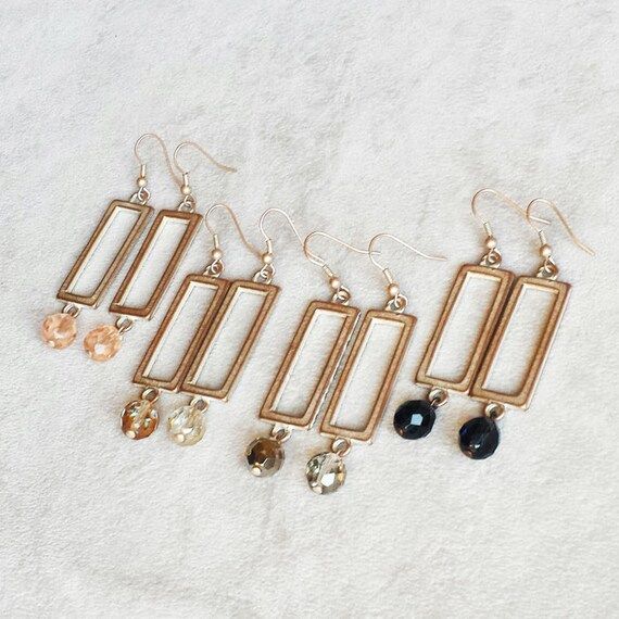 Contemporary modern earrings, geometric minimalist earrings, rectangle earrings, gift for women, Ann | Etsy (US)