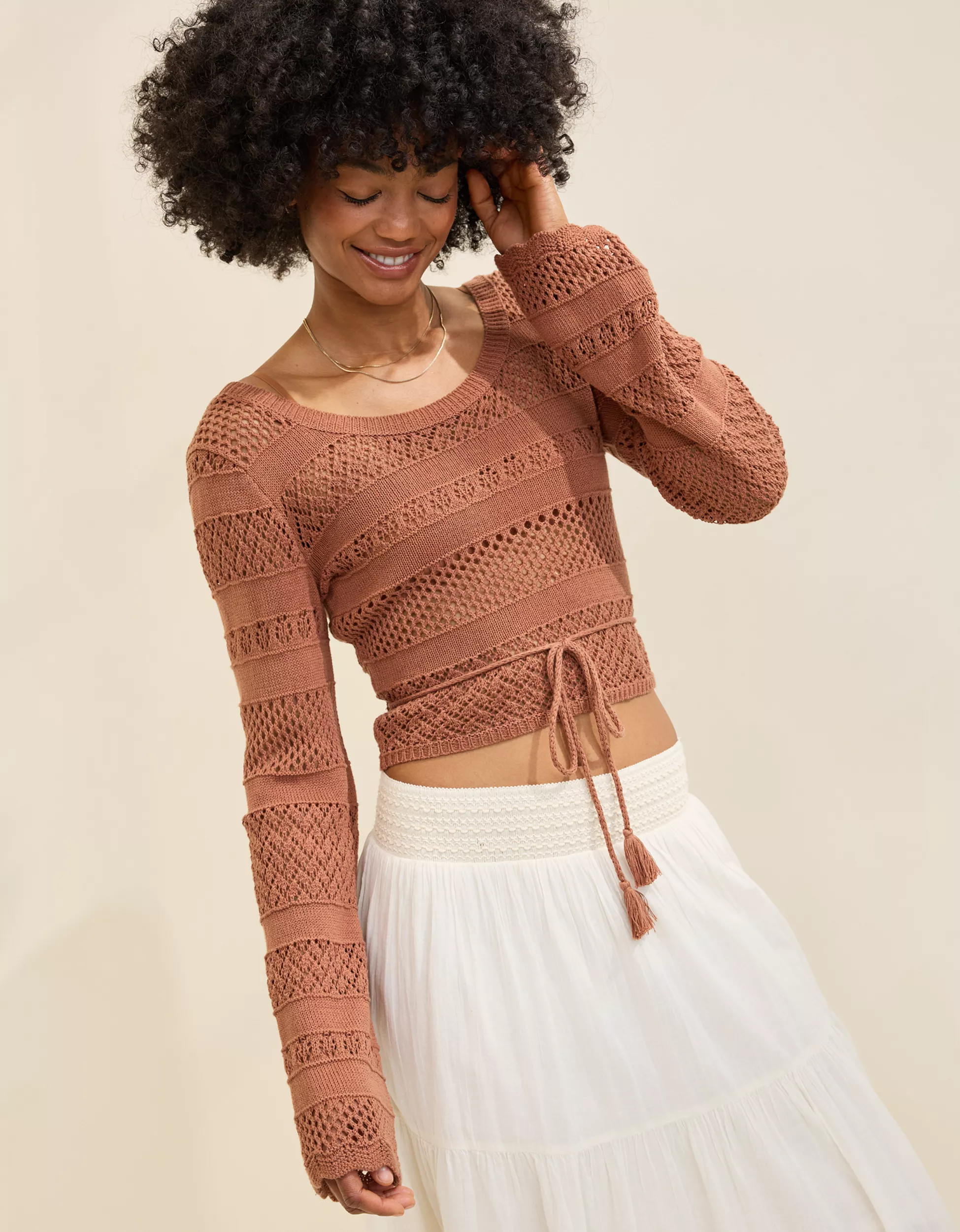 Aerie Reversible Crochet Wrap Sweater | Aerie