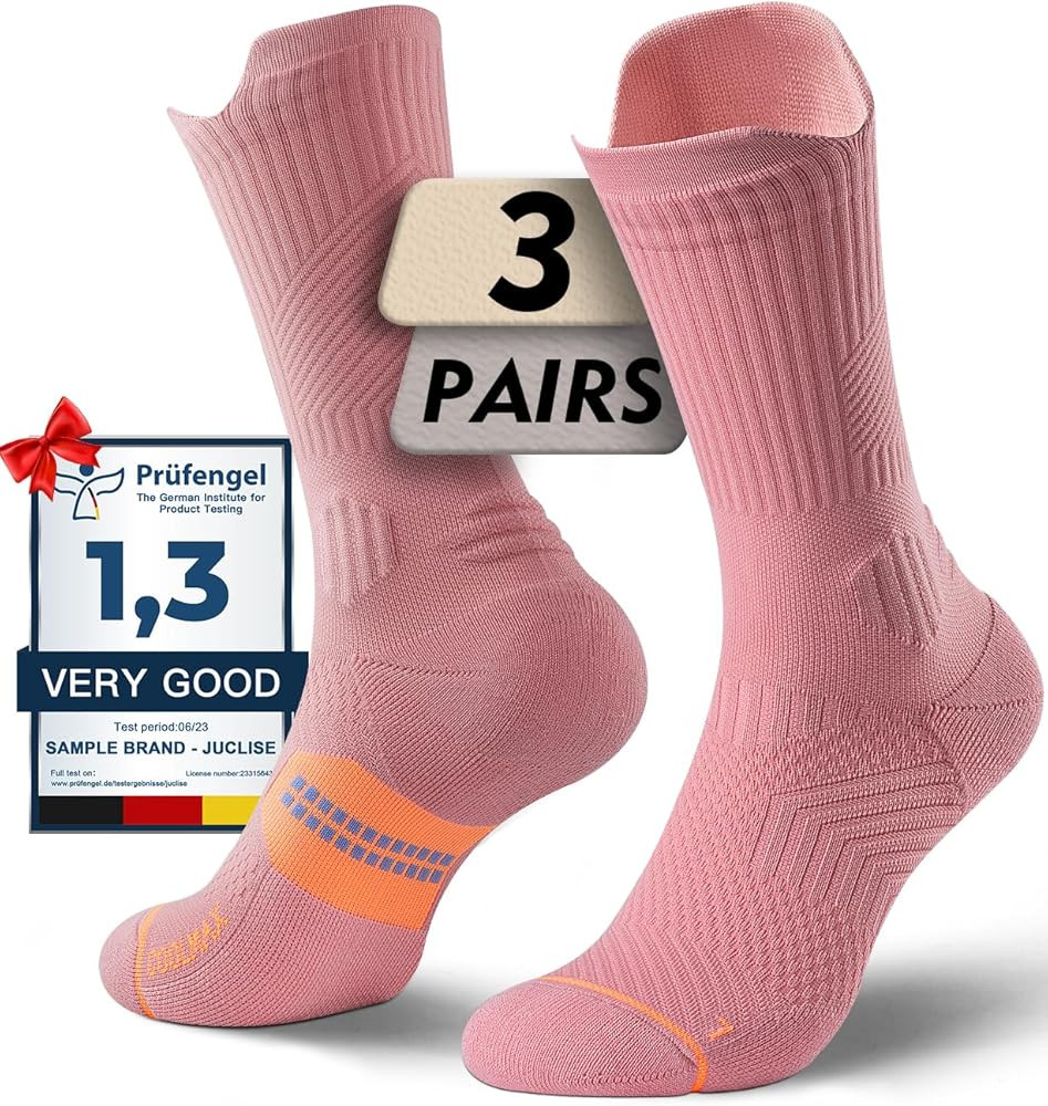Compression Crew Socks
        Womens, Coolmax, Bamboo Viscose, Running, Hiking&Gym Athletic, Moi... | Amazon (US)