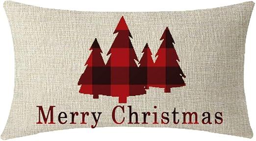 NIDITW Sister Vintage Black and Red Buffalo Checkers Plaids Merry Christmas Tree Lumbar Waist Cot... | Amazon (US)
