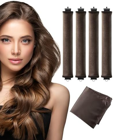 Heatless Curls Overnight Hair Curler - 4 Pcs Curling Rod to Sleep In, Velvet Hair Rollers with Sa... | Amazon (US)