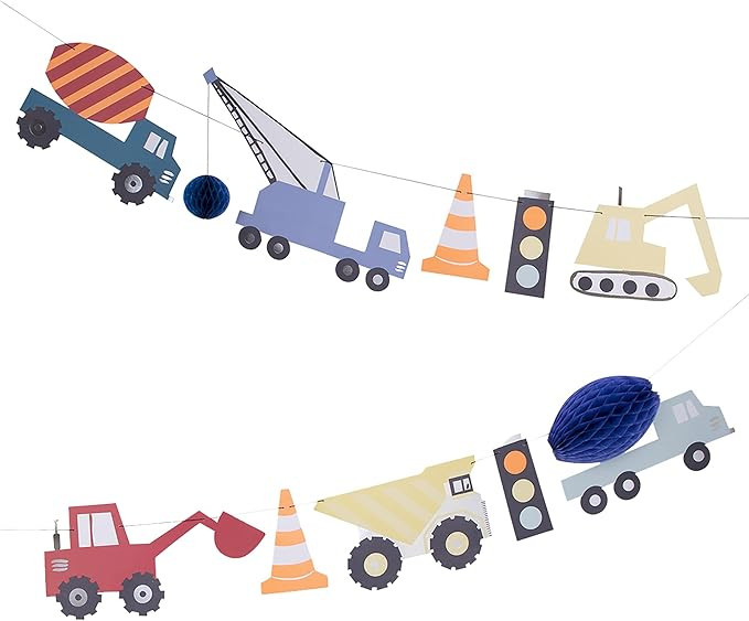 Meri Meri Construction Party Banner (Pack of 1). 14' Party Garland Including Excess Cord | Amazon (US)