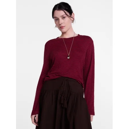 Scenario Women s Oversized Tee with Long Sleeves  Sizes XS-XXXL | Walmart (US)