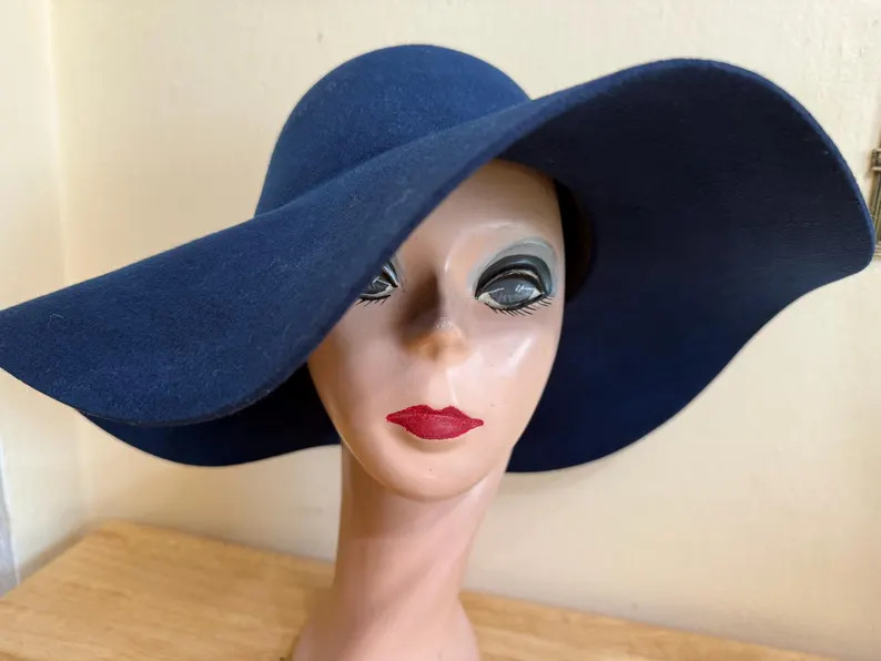 Navy Blue Floppy Brim Australian Wool Felt Hat: Boho Style | Etsy (Global)