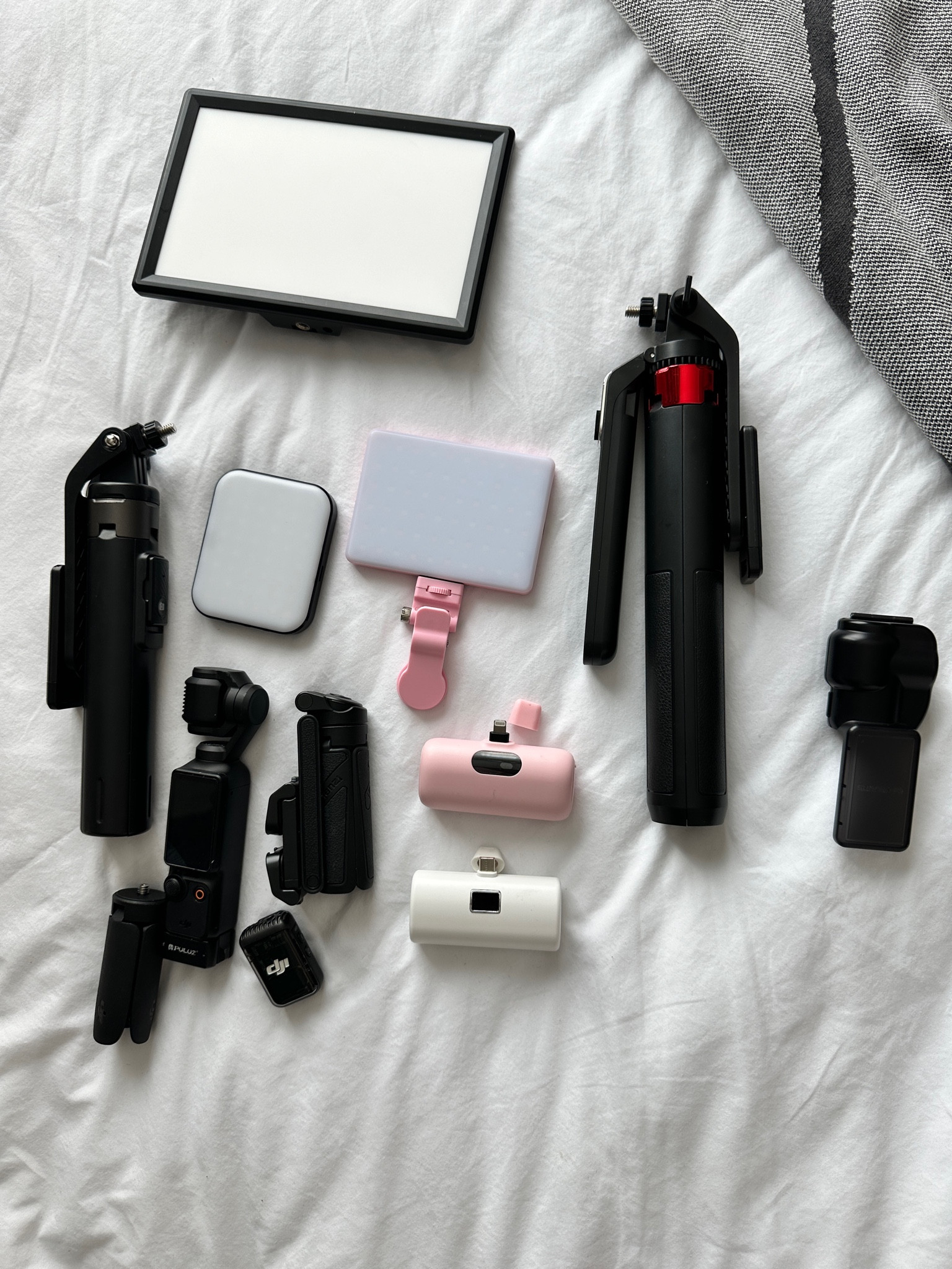 Tech gear for creators. DJI pocket 3, tripod, lights, and usb c charger and iPhone charger 

#LTKTravel #LTKItBag #LTKSummerSales