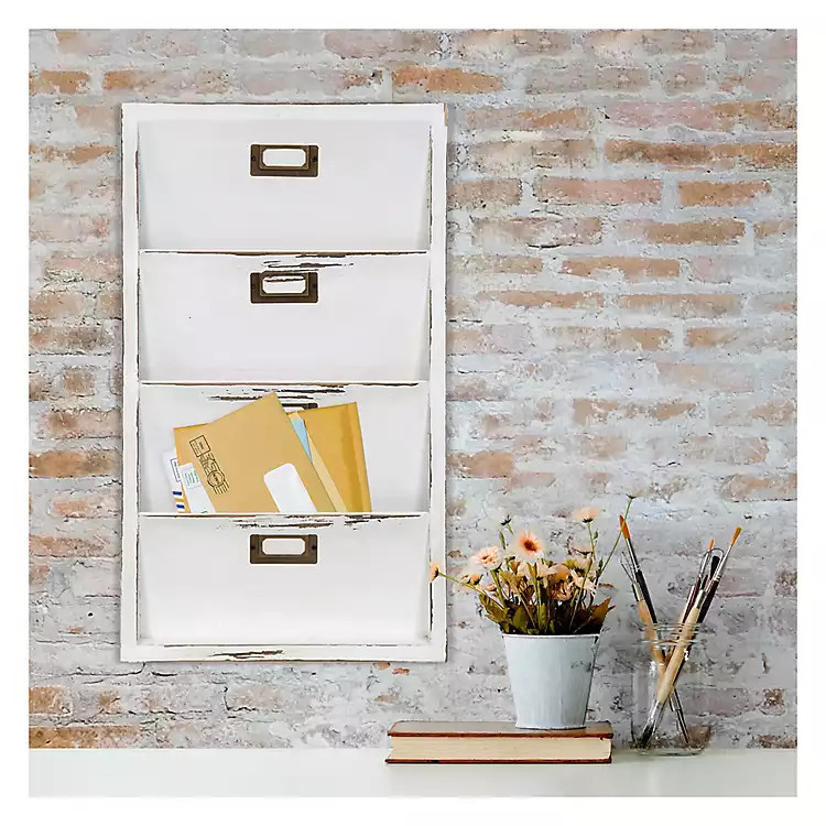 Distressed White Letter Bin Organizer | Kirkland's Home