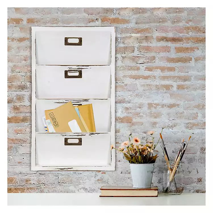 Distressed White Letter Bin Organizer | Kirkland's Home