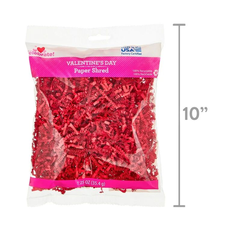 Valentine's Day Red Crinkle Paper Shred Art & Craft Filling, 1.25 oz, by Way To Celebrate - Walma... | Walmart (US)