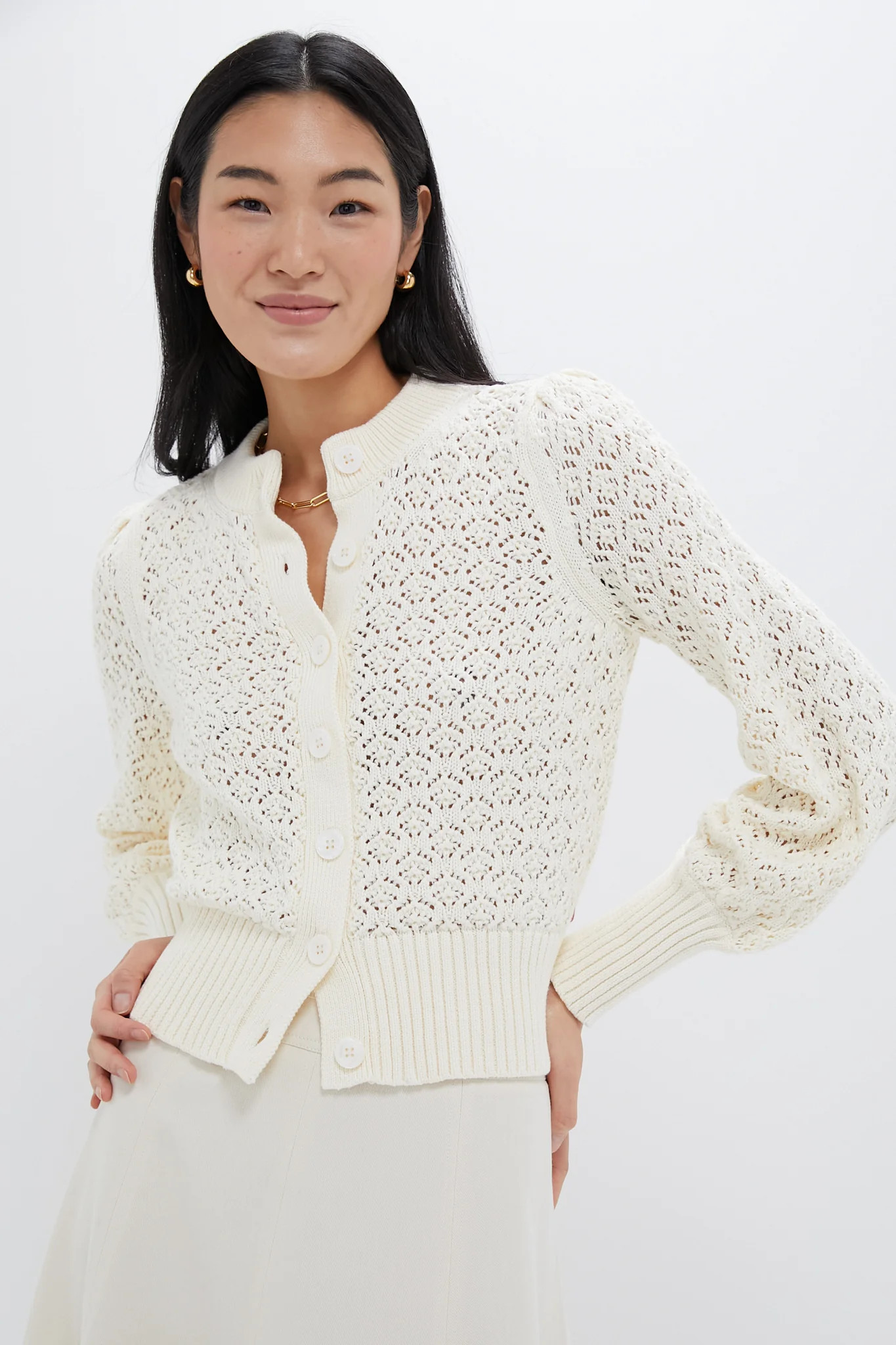 Ivory Pointelle Colette Cardigan | Tuckernuck (US)