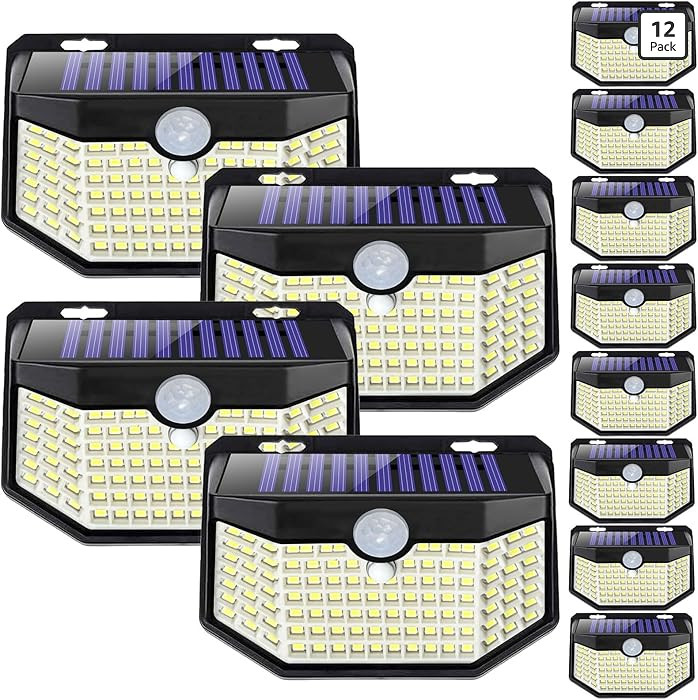 HMCITY 120 LED Outdoor Solar Lights with Motion Sensor and 3 Lighting Modes, IP65 Waterproof Wide... | Amazon (US)
