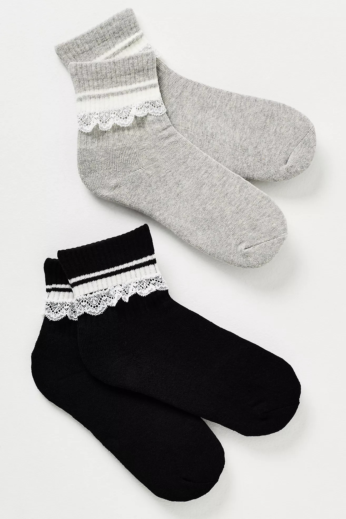 Sporty Stripe Lace Crew Socks | Anthropologie (US)