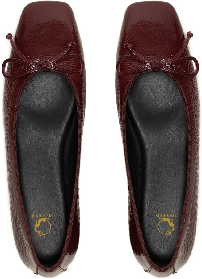 SHODENSE Women Flats Shoes Bow Square Closed Toe Ballet Flats Slip On Metallic Flat Shoe Matte Pa... | Amazon (US)