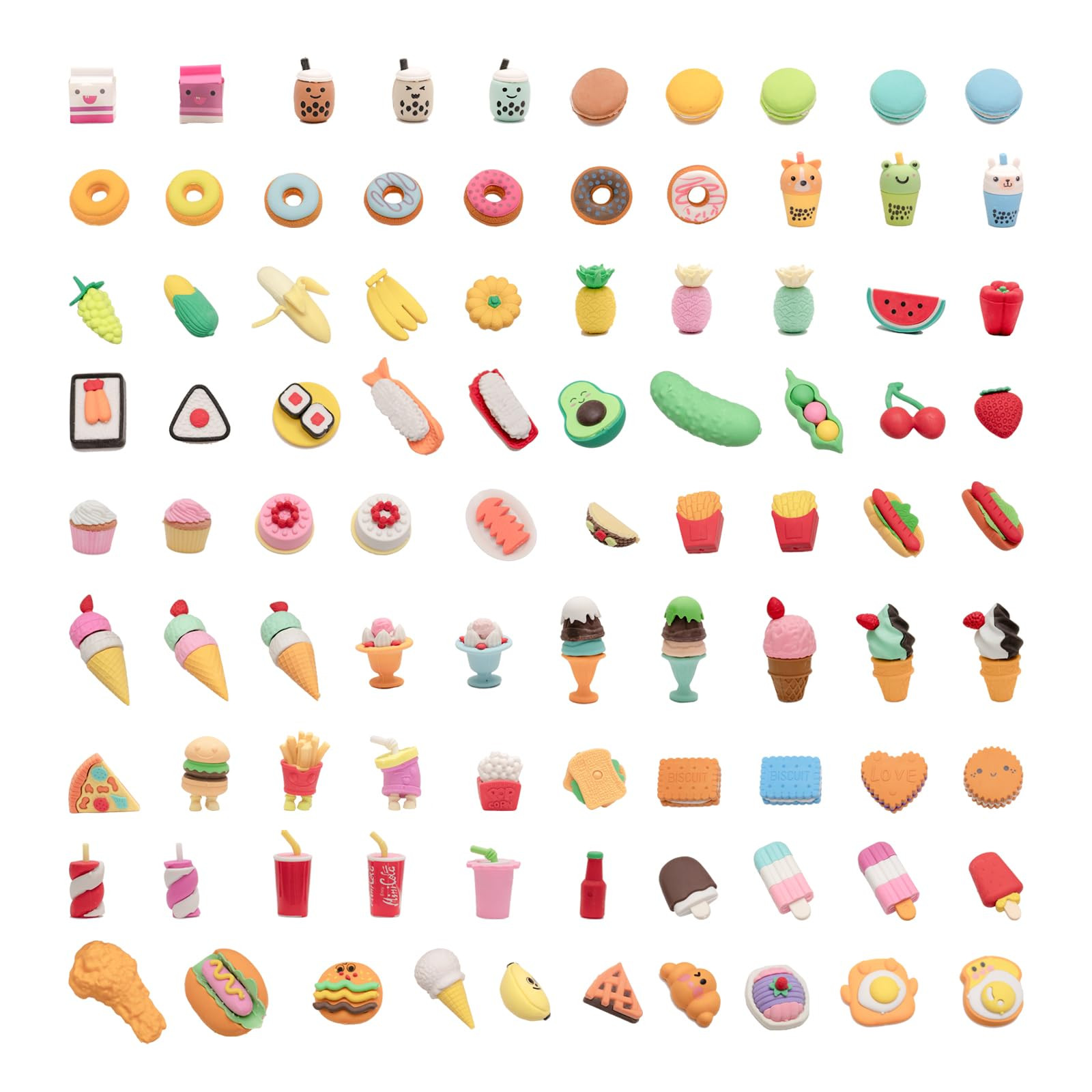90Pcs 3D Food Erasers for Kids, All are Food Styles, Random Desktop Pets Toys Gifts, Mini Puzzle ... | Amazon (US)