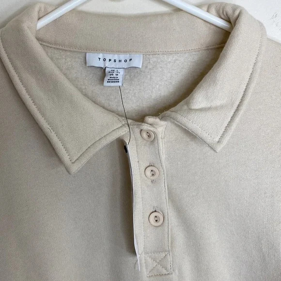 NWT Topshop Cropped Crop Sweat Shirt Raw Cut Hem Large | Poshmark