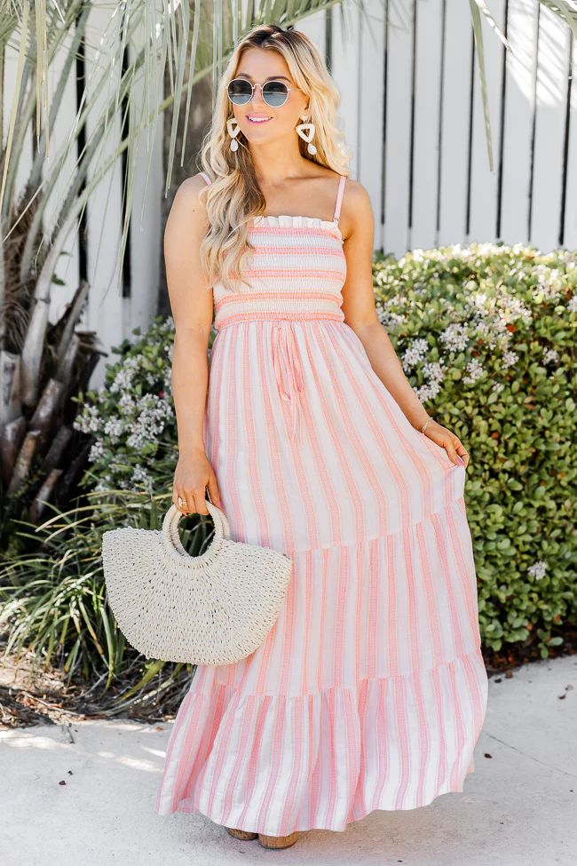 Chasing You Pink Stripe Smocked Maxi Dress | Pink Lily