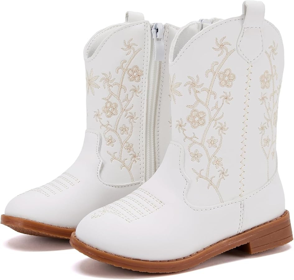 BMCiTYBM Toddler Girls Cowboy Cowgirl Boots Little Kids Pointed Toe Western Boots Mid Calf Side Z... | Amazon (US)