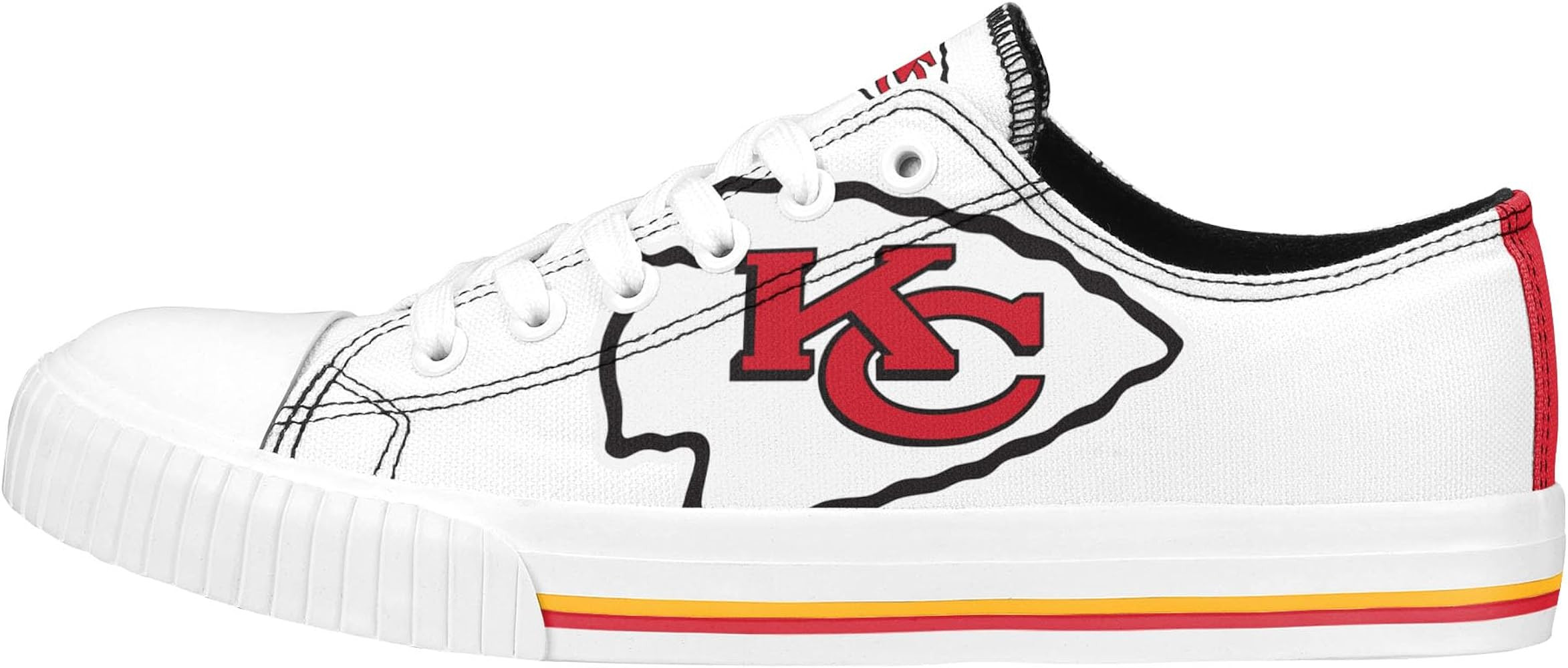 FOCO Women's NFL Ladies Fashion Team Big Logo Low Top White Canvas Sneakers Shoes | Amazon (US)