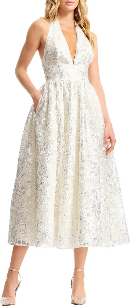 Christina Sequin Floral Cocktail Midi Dress | Nordstrom