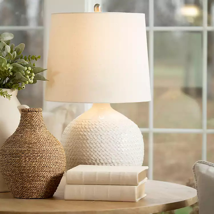 Ivory Ceramic Rope Table Lamp | Kirklands