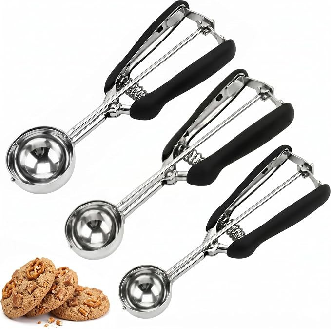 Cookie Scoop Set, 3Pcs Ice Cream Scoop, Cookie Scoops for Baking Set of 3, 18/8 Stainless Steel C... | Amazon (US)