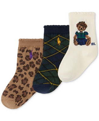 Polo Ralph Lauren Baby Girls 3-Pk. Fall Bear Socks - Macy's | Macy's