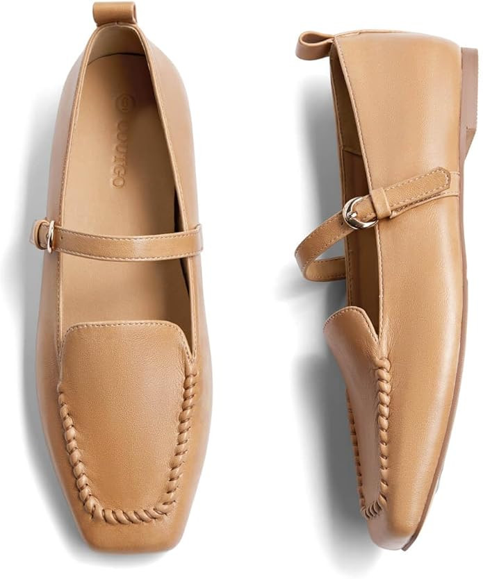 Coutgo Womens Mary Jane Flats Square Toe Slip On Ballet Flats Comfortable Dressy Work Office Loaf... | Amazon (US)