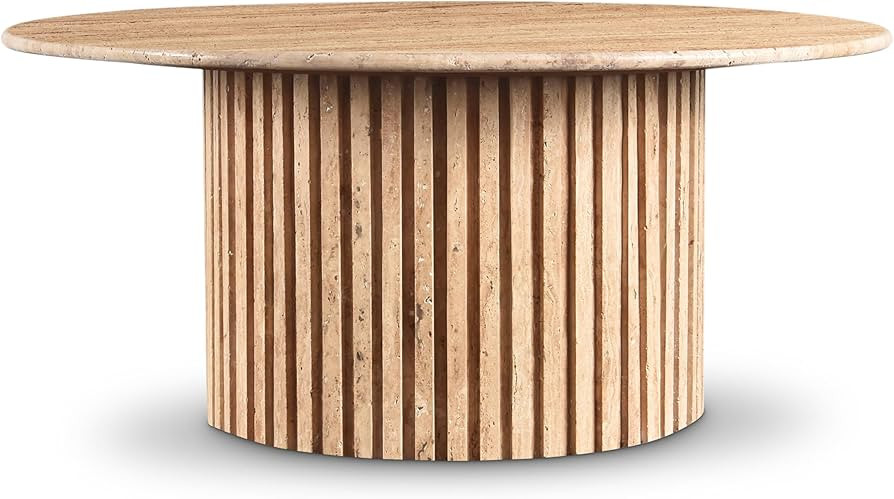 Meridian Furniture 248Travertine-CT Genoa Collection Art Deco Coffee Table with Handcrafted Genui... | Amazon (US)