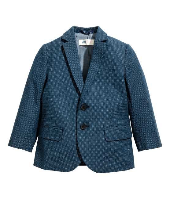 H&M - Textured-weave Blazer - Dark blue/dotted - Kids | H&M (US)