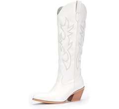 Pasuot Rhinestone Cowboy Boots for Women - Wide Calf Knee High Cowgirl Boots with Side Zipper and... | Amazon (US)