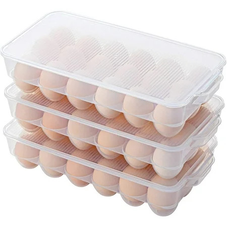Plastic Clear Egg Holder Durable Eggs Containers With Lids Stack-able Egg Storage Box for Refrigerat | Walmart (US)