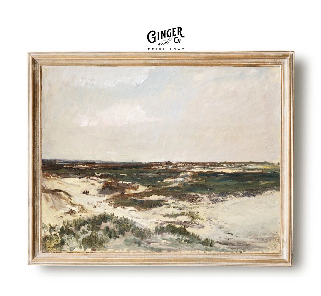 Dunes at Camiers -- Vintage Oil Painting, French Country Landscape Wall Art, Gicée Canvas Print,... | Etsy (US)